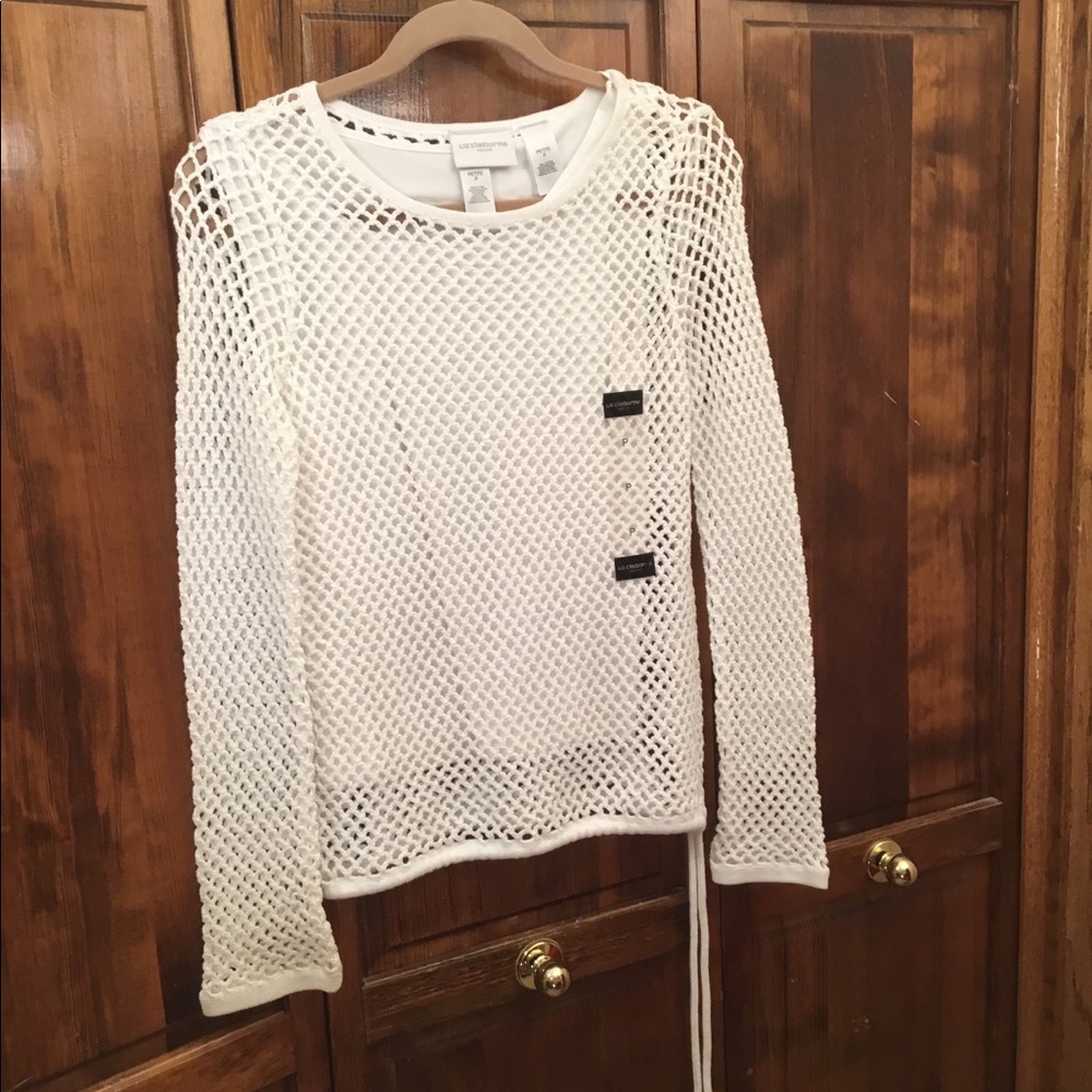Liz Claiborne open knit shirt with camisole inner shirt. Size is P, NWOT